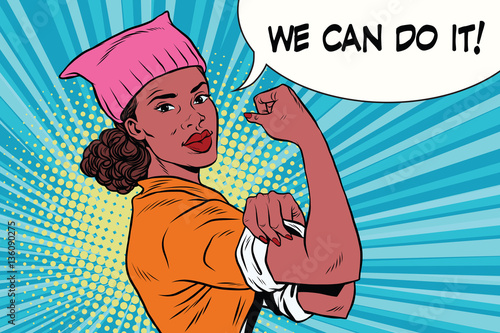 political activist black woman we can do it. Pink pussy cat hat