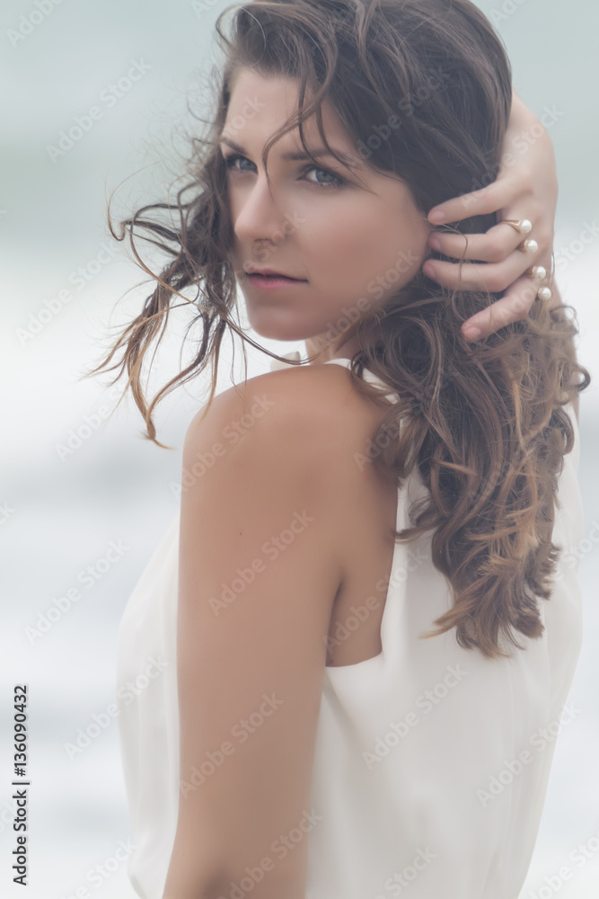 Portrait of a young attractive and beautiful woman in front of t Portrait of a young attractive and beautiful woman in front of t