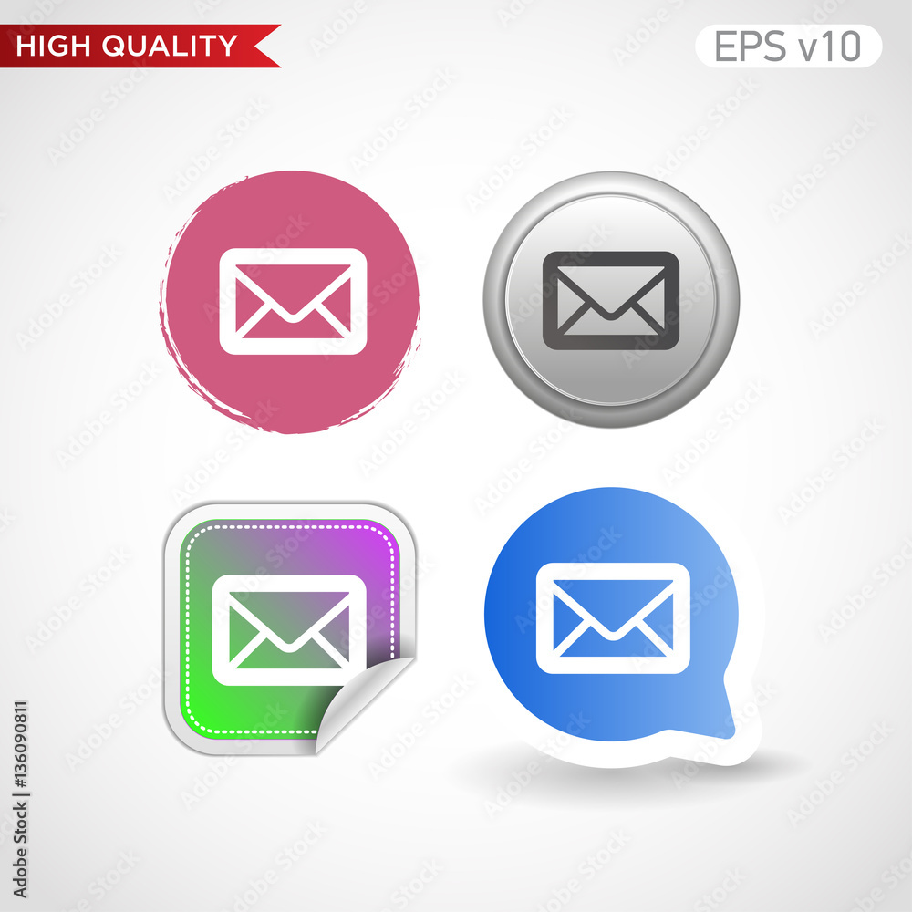 Mail icon. Button with mail icon. Modern UI vector. Mail icon. Button with mail icon. Modern UI vector.