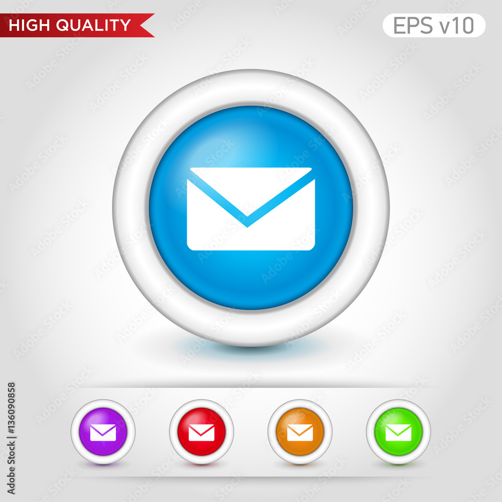 Mail icon. Button with mail icon. Modern UI vector. Mail icon. Button with mail icon. Modern UI vector.