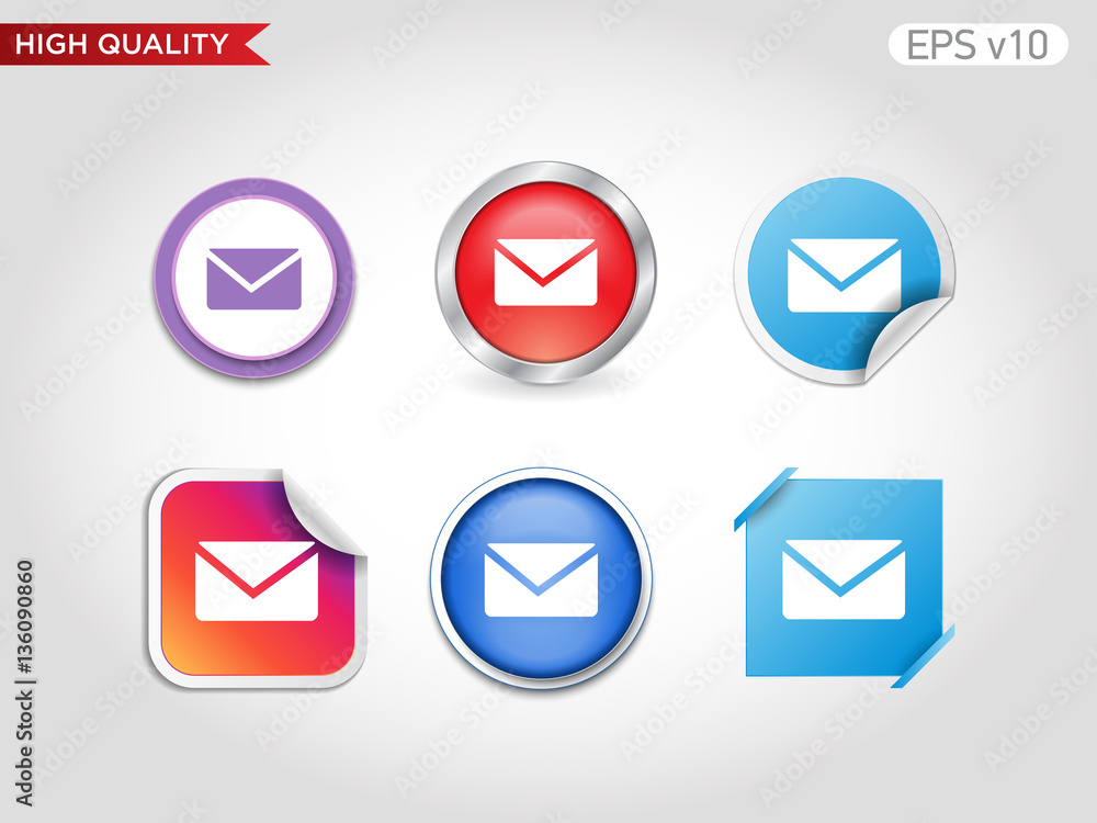 Mail icon. Button with mail icon. Modern UI vector. Mail icon. Button with mail icon. Modern UI vector.