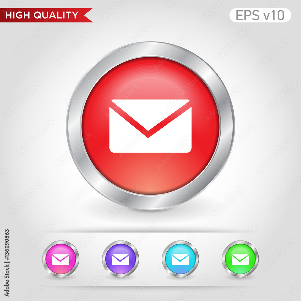 Mail icon. Button with mail icon. Modern UI vector. Mail icon. Button with mail icon. Modern UI vector.