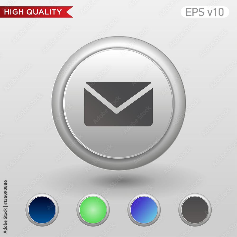 Mail icon. Button with mail icon. Modern UI vector. Mail icon. Button with mail icon. Modern UI vector.