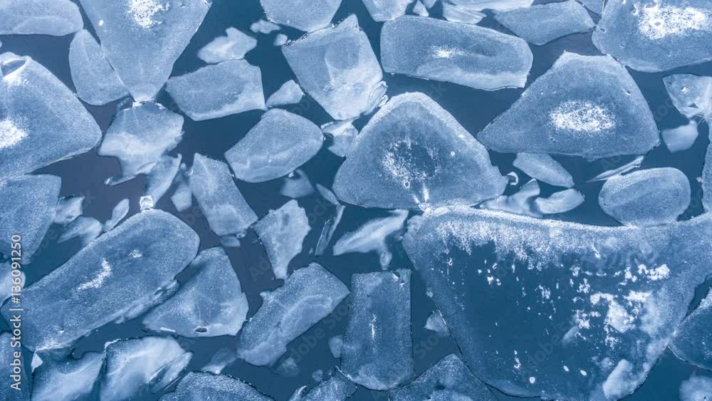 Ice floes seen from above. Horizontal panning Ice floes seen from above. Horizontal panning