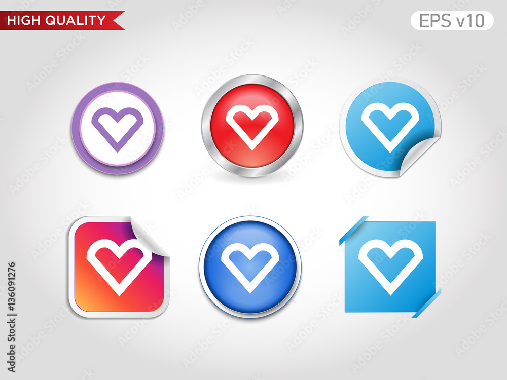 Heart icon. Button with heart icon. Modern UI vector. Heart icon. Button with heart icon. Modern UI vector.