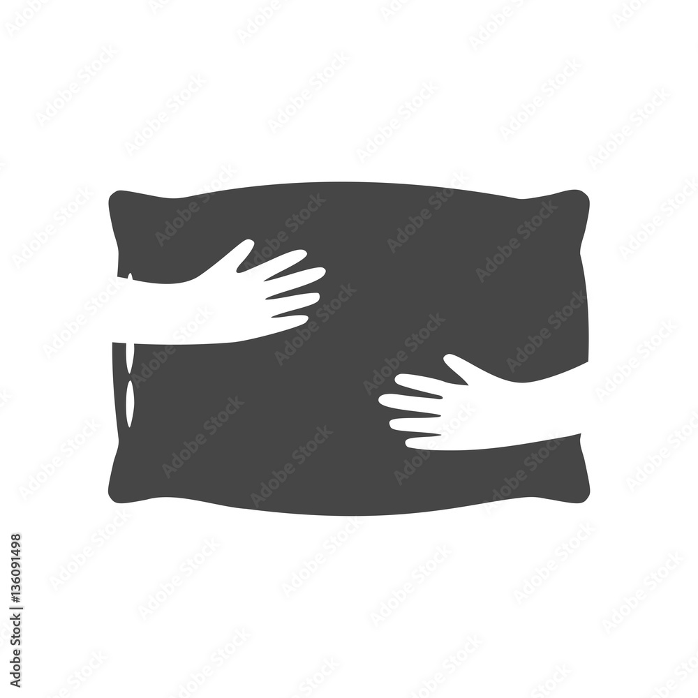 Vector of Pillow icon, hands and pillow Vector of Pillow icon, hands and pillow