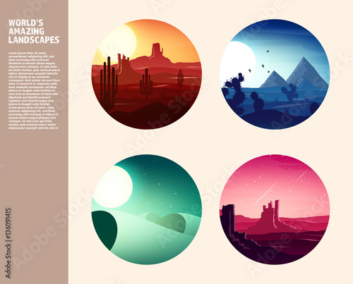 Desert trip. Extreme tourism and travelling. Back to nature. Sands.Exploring Africa. Horizont line with sky,stars. Mountaines, flying birds.Camels.