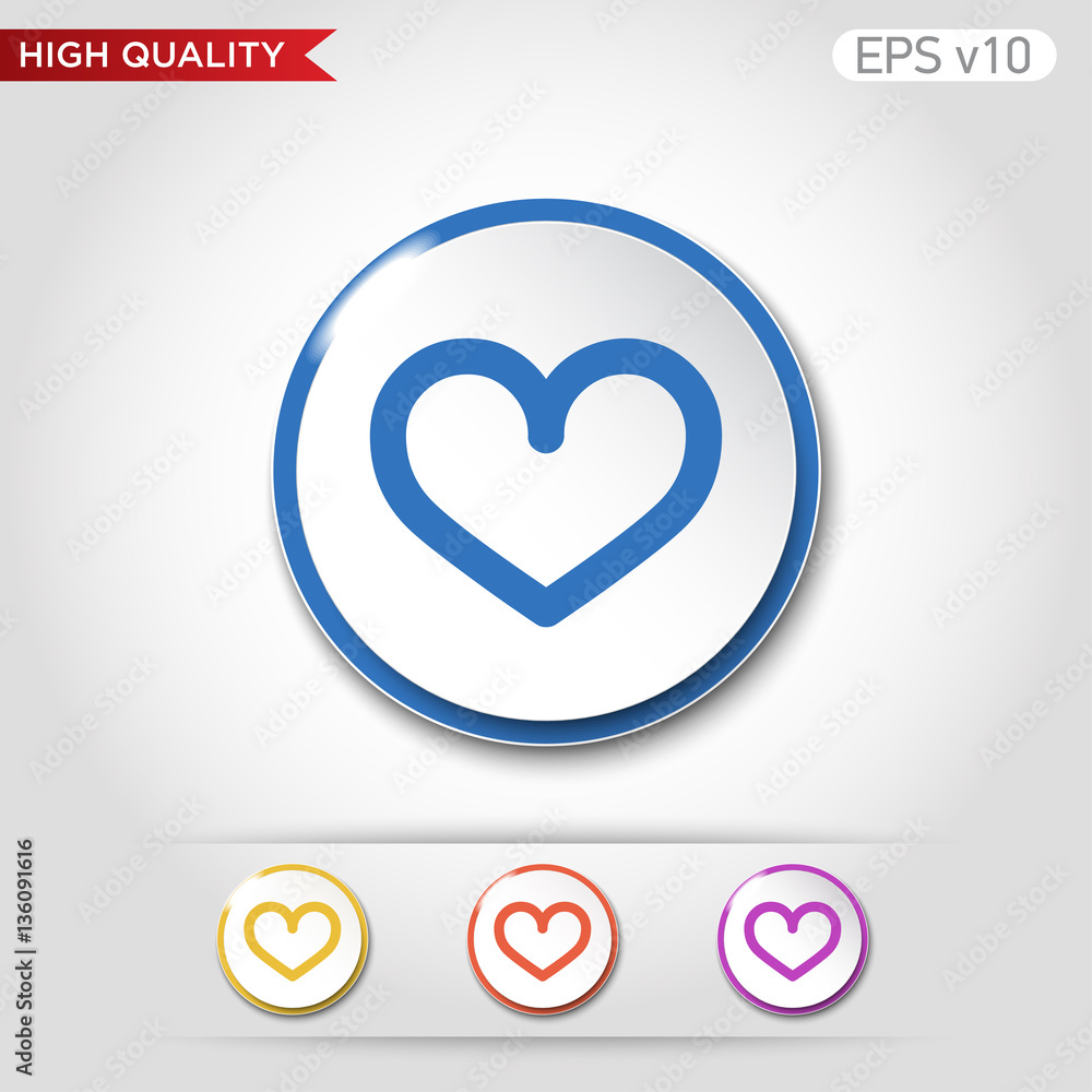 Heart icon. Button with heart icon. Modern UI vector. Heart icon. Button with heart icon. Modern UI vector.