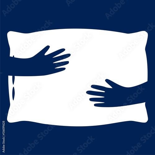 Vector of Pillow icon, hands and pillow