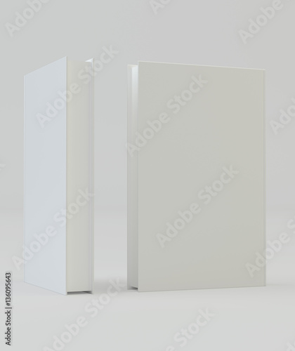 Blank vertical book cover mockcup template standing. 3d rendering