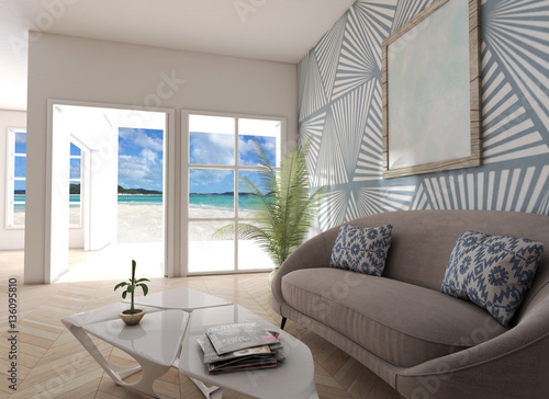 Home interior ocean view