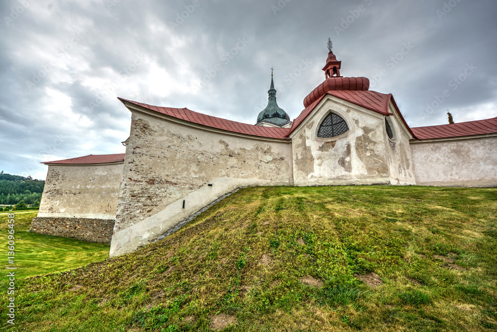 Fototapeta premium Pilgrimage Church of St. John of Nepomuk at Zelená Hora, Czech Republic - UNESCO HERITAGE 