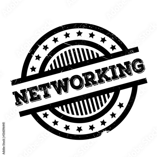 Networking rubber stamp. Grunge design with dust scratches. Effects can be easily removed for a clean, crisp look. Color is easily changed.