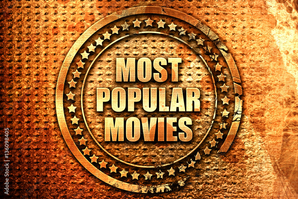 most popular movies, 3D rendering, text on metal