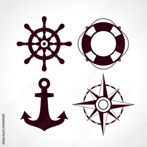 Retro style maritime travel icon set