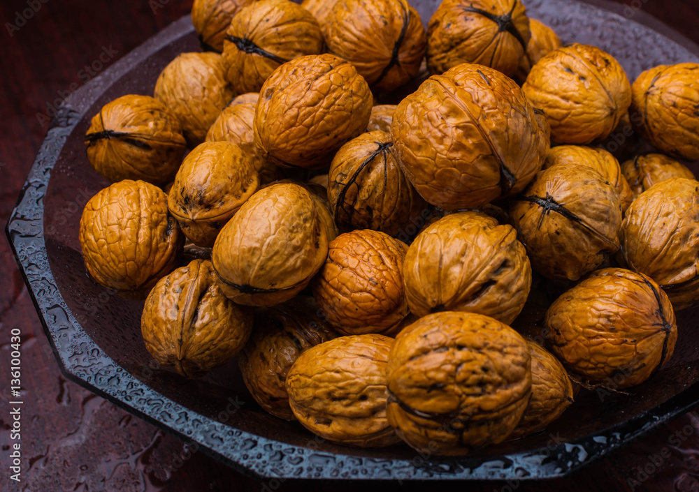 Walnuts wooden, season, nuts, christmas, pile, nutty