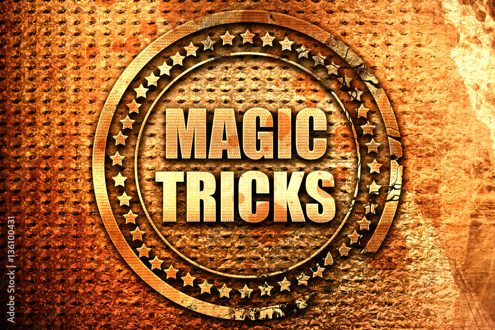 magic tricks, 3D rendering, text on metal