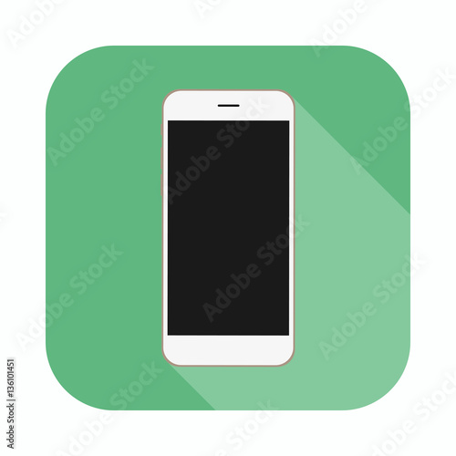Mobile phone Icon. Smartphone long shadow flat icon vector illustration.