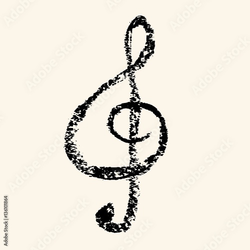 music note doodle hand painted chalk lettering drawing hand lettering background - Notenschlüssel handgemalt schwarz