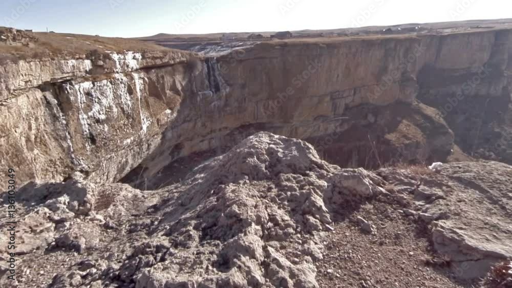 Aerial view of canyon and waterfall Tobot. The Caucasus Mountains. Aerial view of canyon and waterfall Tobot. The Caucasus Mountains.