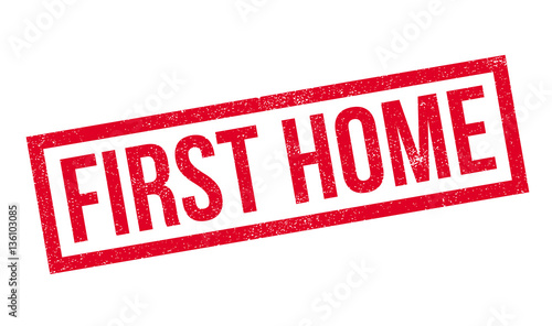 First Home rubber stamp. Grunge design with dust scratches. Effects can be easily removed for a clean, crisp look. Color is easily changed.