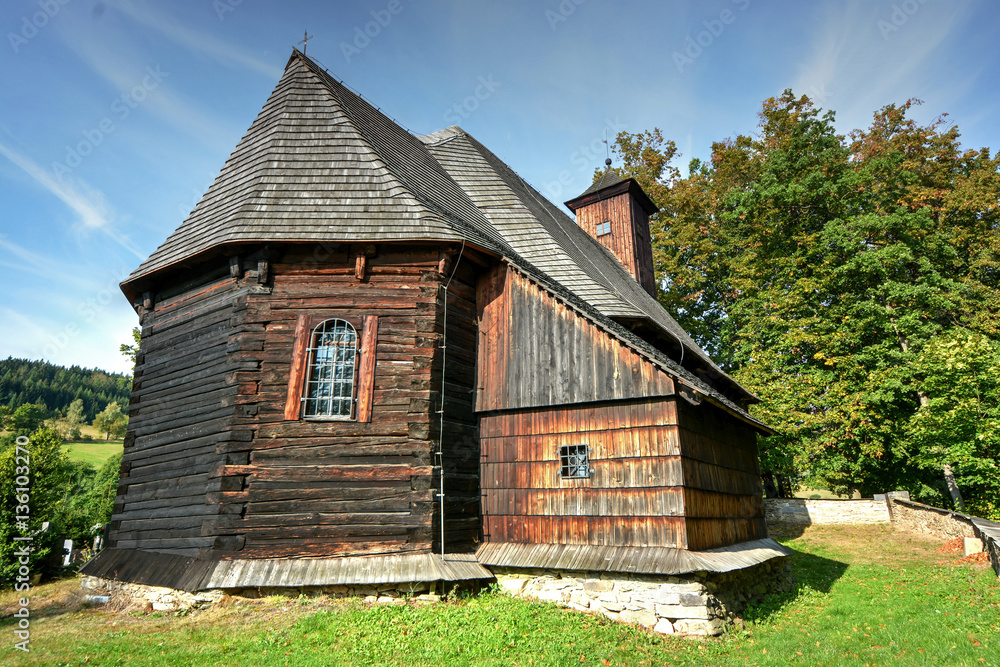 Old Wooden churches, Jeseniky Mountains, Moravia, Czech Republic. Old Wooden churches, Jeseniky Mountains, Moravia, Czech Republic.