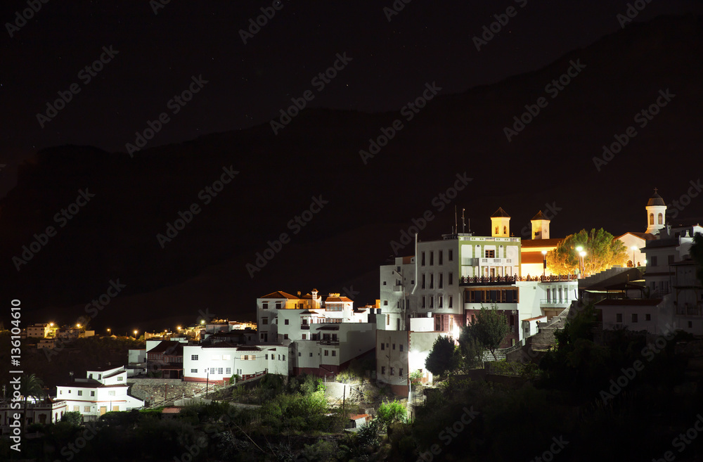 Tejeda village at Gran Canaria, Spain at night