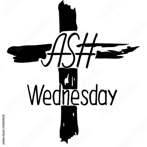 Abstract cross. Ash Wednesday. Start of lent, The symbol of the Christian religion. Vector design. Hand illustration.