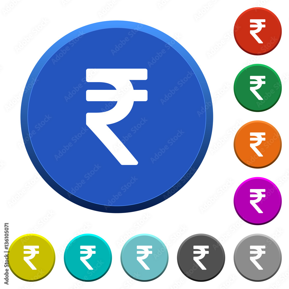 Indian Rupee sign beveled buttons Indian Rupee sign beveled buttons
