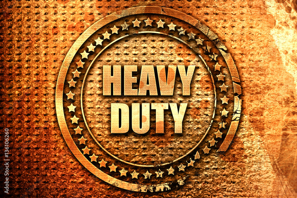 heavy duty, 3D rendering, text on metal
