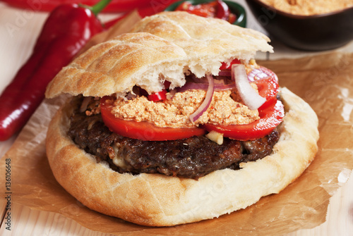 Serbian pljeskavica burger photo