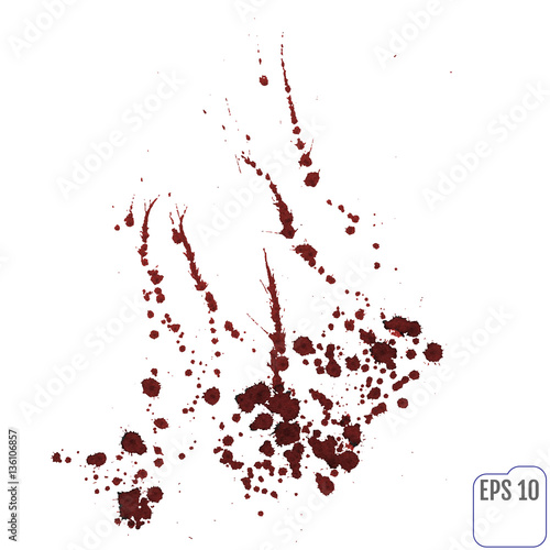 Blood splatters isolated on white. Clipping path.