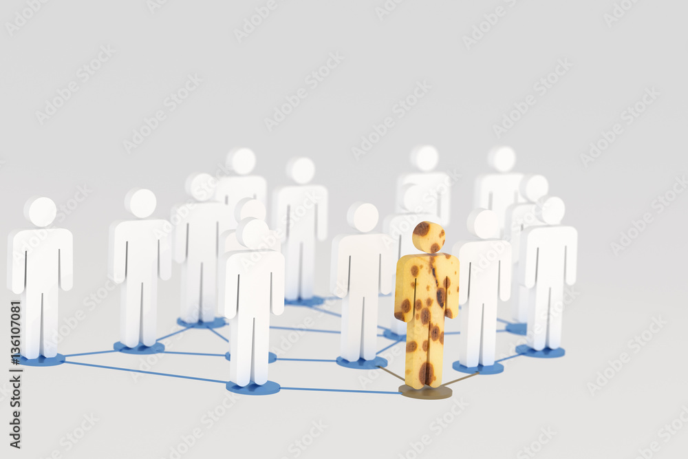 3d rendering of spots on man sign for  team leadership concept