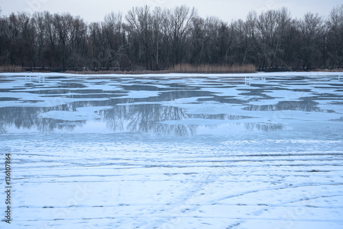 Photo of a frozen lake