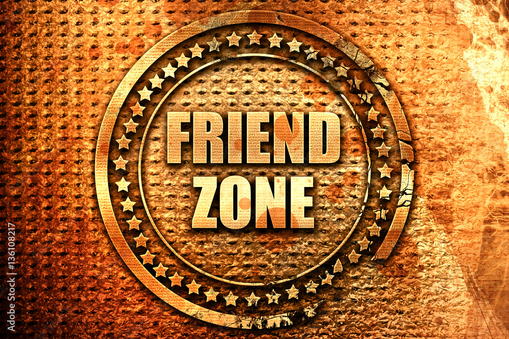 friend zone, 3D rendering, text on metal