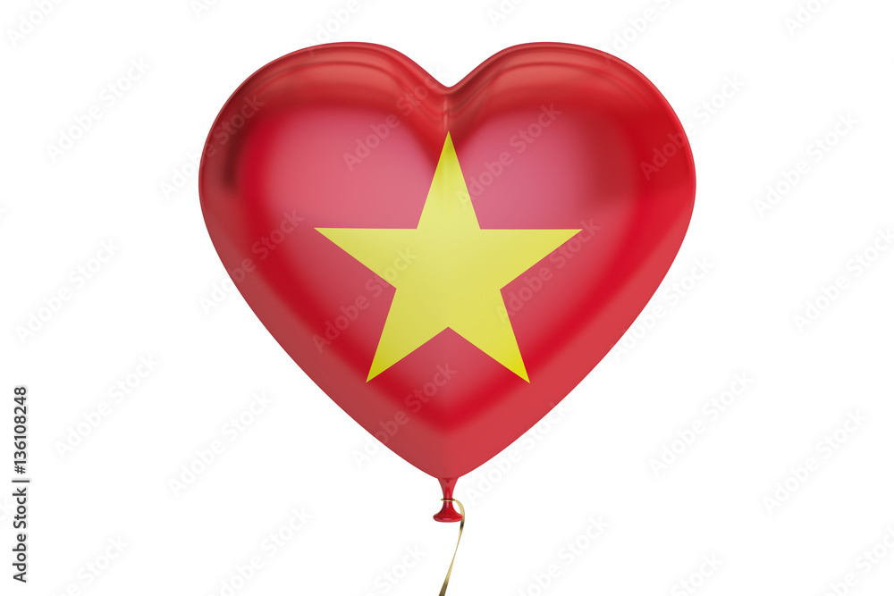 Fototapeta premium balloon with Vietnam flag in the shape of heart, 3D rendering