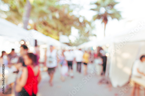abstract blur day market booth for background