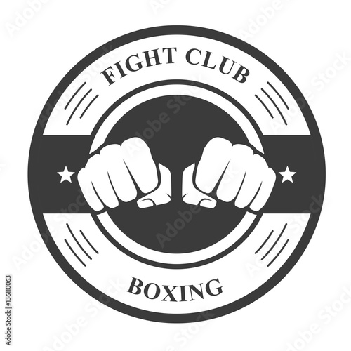 Fight club emblem with two fists - boxing club badge