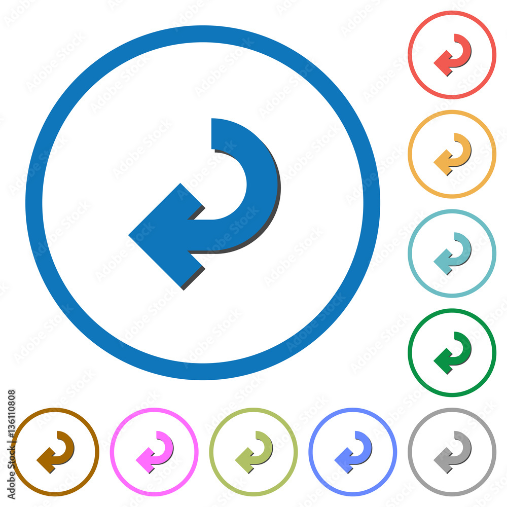 Return arrow icons with shadows and outlines Return arrow icons with shadows and outlines