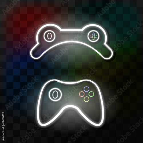 Vector collection of neon signs of controller for decoration on the transparent background. Concept of gaming.