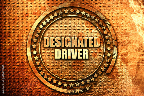 designated driver, 3D rendering, text on metal