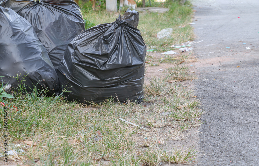 Pile of black garbage bag Pile of black garbage bag