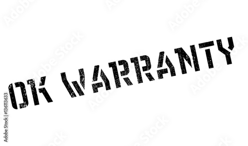 Ok Warranty rubber stamp. Grunge design with dust scratches. Effects can be easily removed for a clean, crisp look. Color is easily changed.