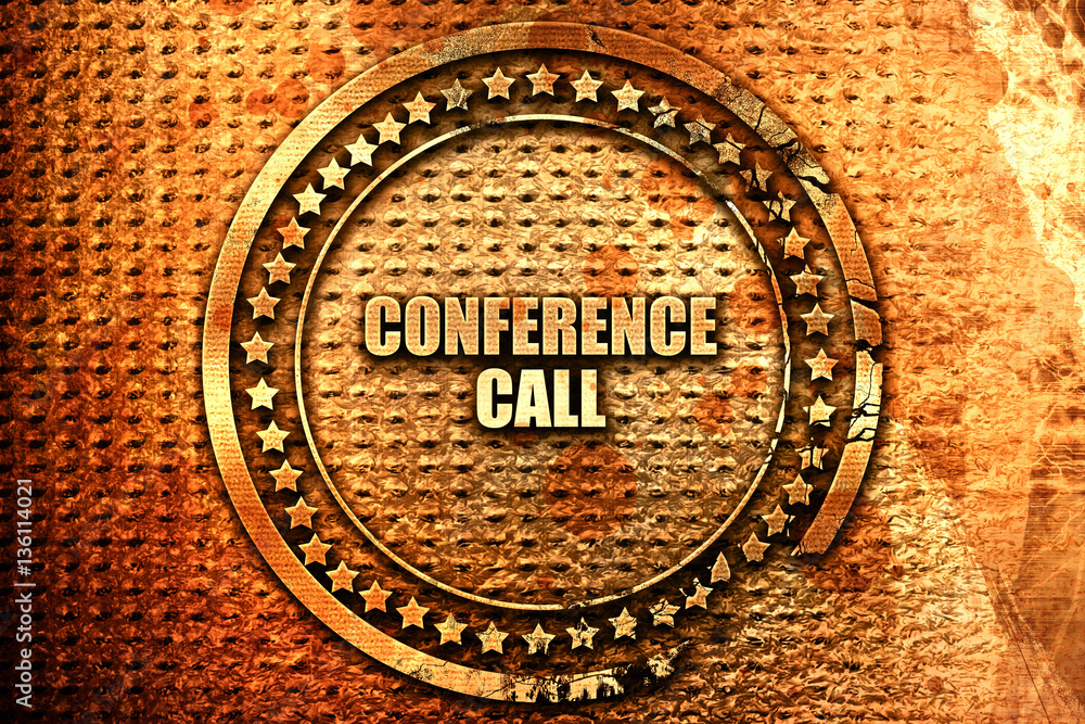 conference call, 3D rendering, text on metal