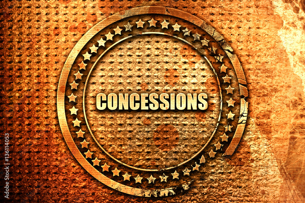 concessions, 3D rendering, text on metal concessions, 3D rendering, text on metal
