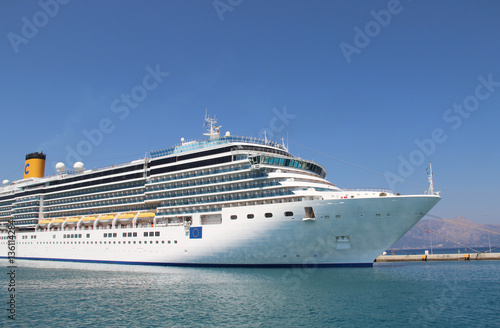 Beautiful cruise ship and blue sea