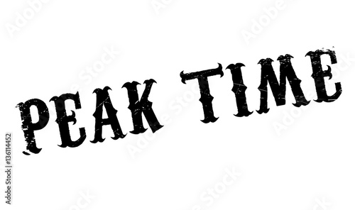 Peak Time rubber stamp. Grunge design with dust scratches. Effects can be easily removed for a clean, crisp look. Color is easily changed.