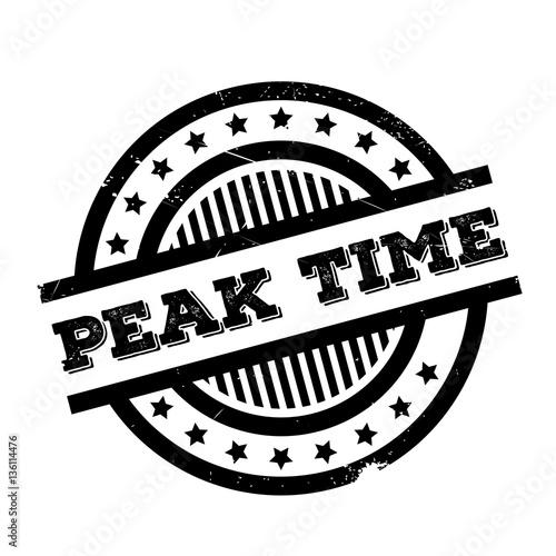 Peak Time rubber stamp. Grunge design with dust scratches. Effects can be easily removed for a clean, crisp look. Color is easily changed.