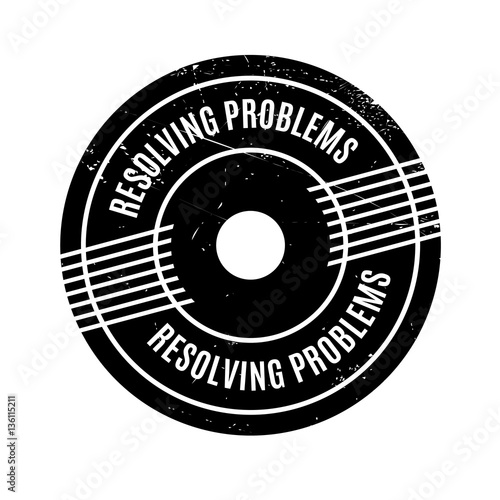 Resolving Problems rubber stamp. Grunge design with dust scratches. Effects can be easily removed for a clean, crisp look. Color is easily changed.