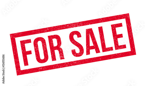 For Sale rubber stamp. Grunge design with dust scratches. Effects can be easily removed for a clean, crisp look. Color is easily changed.